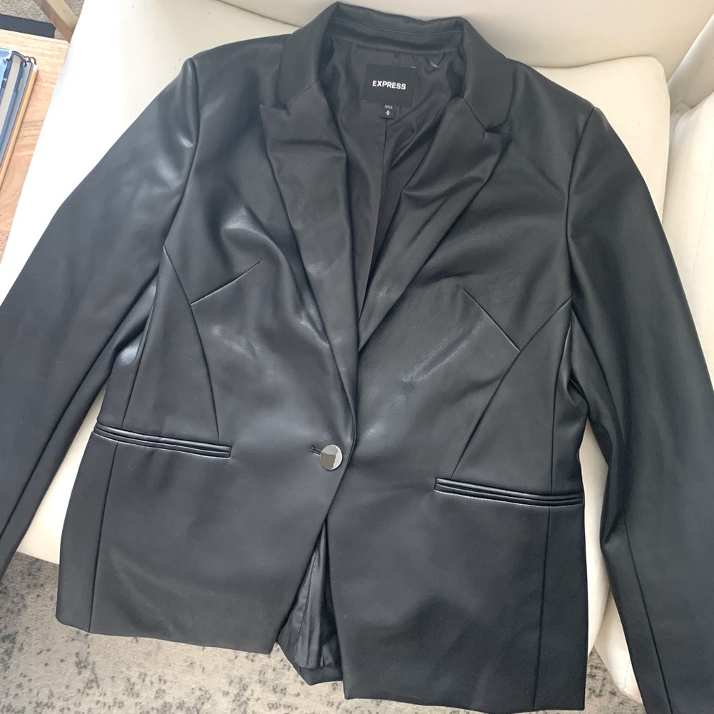 Express Black Vegan Leather Blazer